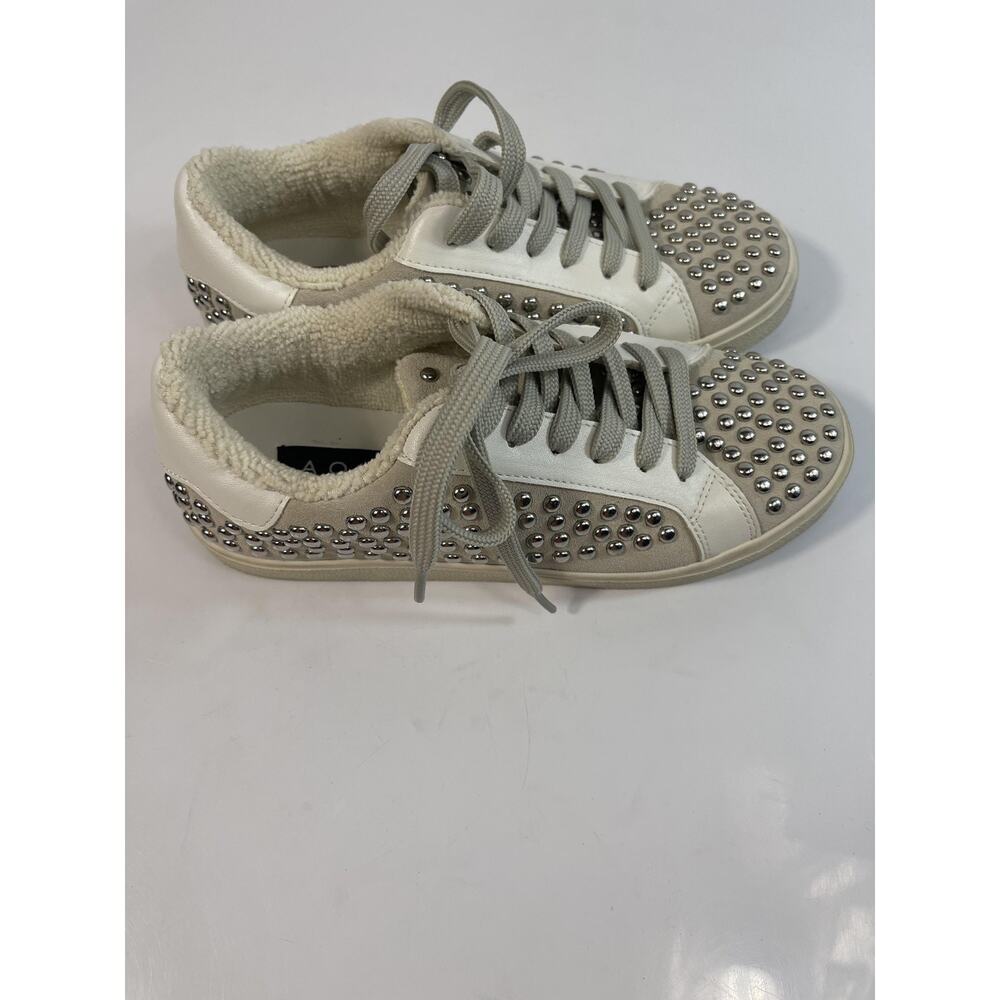 Aqua Shoes Womens Size 6.5 White AQ-TESS Studded Lined Sneakers New Box - Picture 6 of 12
